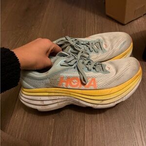 Hoka Women's Athletic Shoes - Light Blue and Yellow